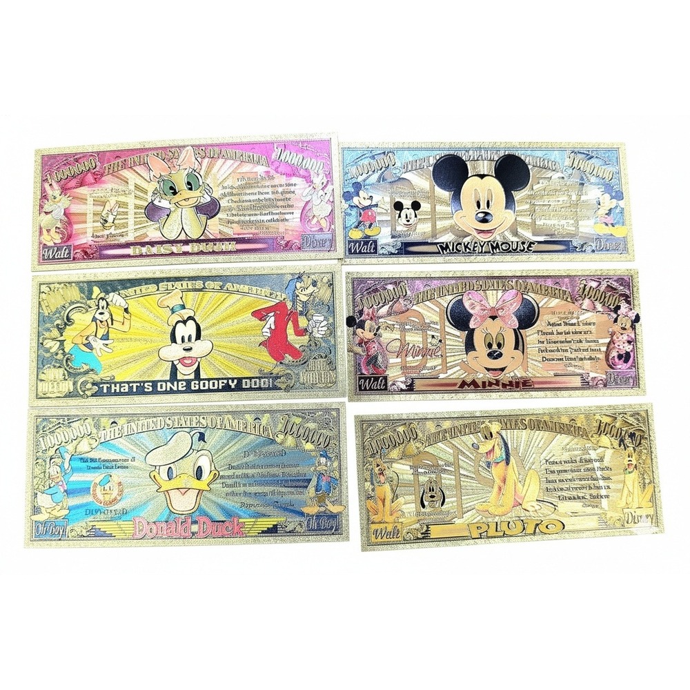 Disney Character 6 Gold Foils Mickey, Minnie, Donald, Daisy, Goofy & Pluto
